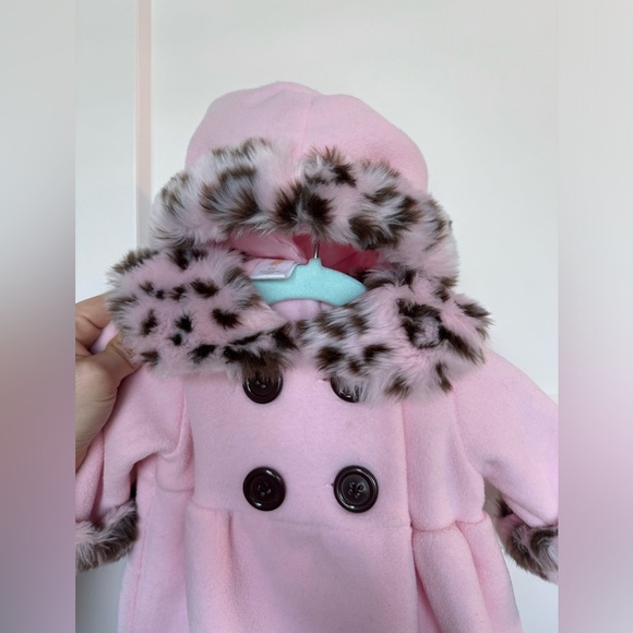 PINK PEA COAT WITH MATCHING HAT - Picture 2 of 2